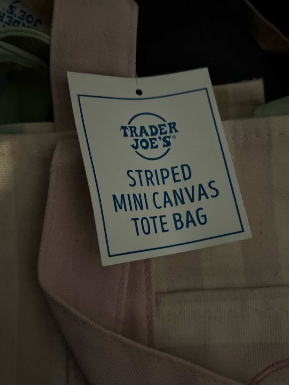 Trader Joe's Pastel Stripe Mini Canvas Tote Bag, Set of 4. - Picture 2 of 6
